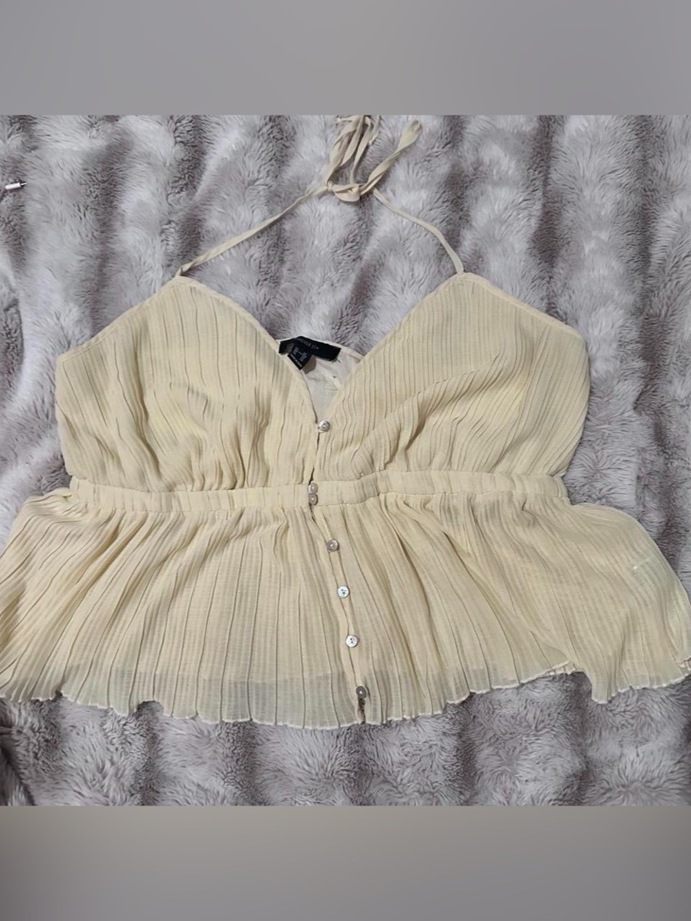 Forever 21 Cream Pleated Halter Cami Top